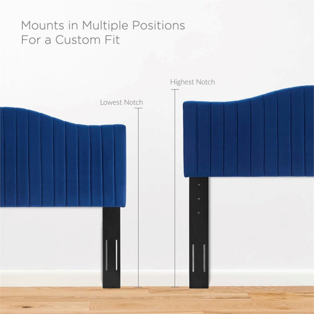 Modway Brielle Channel Tufted Performance Velvet Twin Headboard in Navy ...
