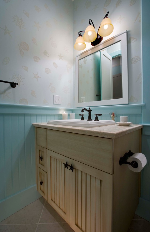 Example of a transitional bathroom design in Miami