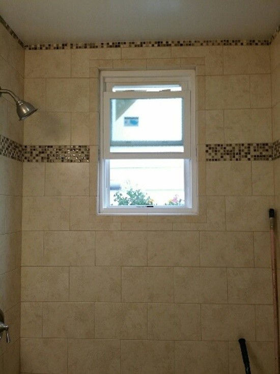 Bathroom - beige tile and porcelain tile bathroom idea in San Francisco