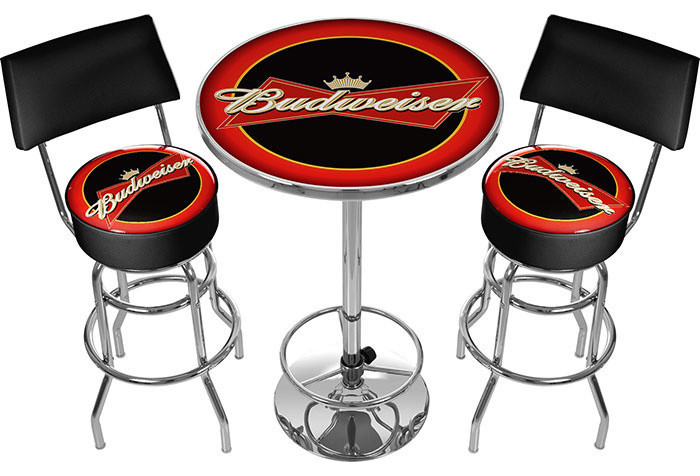Ultimate Budweiser Gameroom Combo - 2 Bar Stools and Table