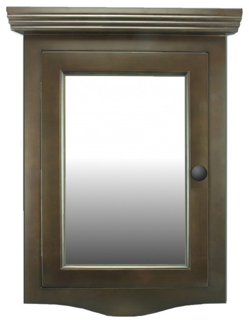 Wall Mount Corner Medicine Cabinet With Mirror Dark Oak