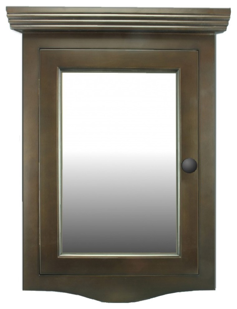 Wall Mount Bathroom Corner Medicine Storage Dark Oak with