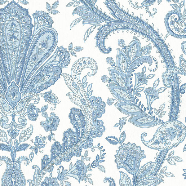 Large Blue and White Paisley, MD29431 Wallpaper - Farmhouse - Wallpaper