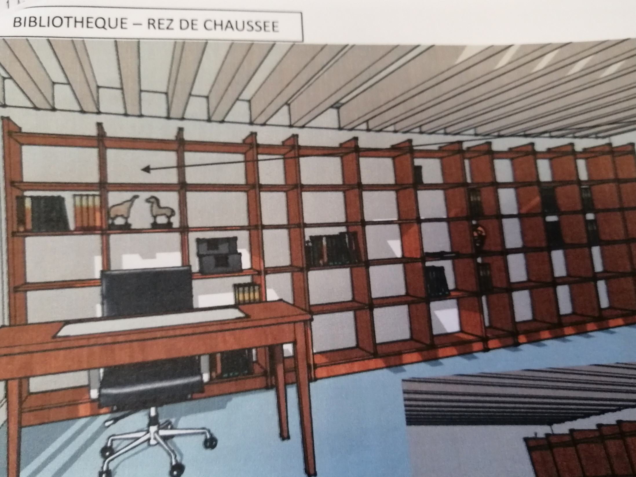 Projet de biliothèque en noyer massif