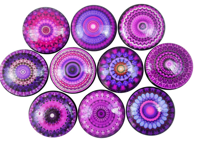 Purple Mandala Cabinet Knobs 10 Piece Set Contemporary