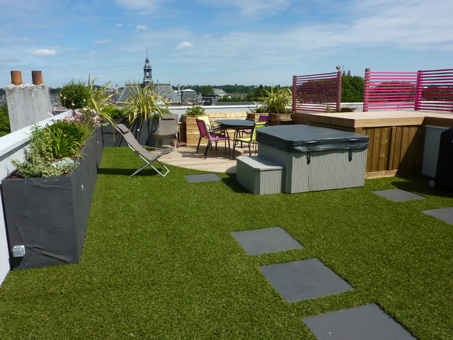Terrasse confort contemporaneo-jardin