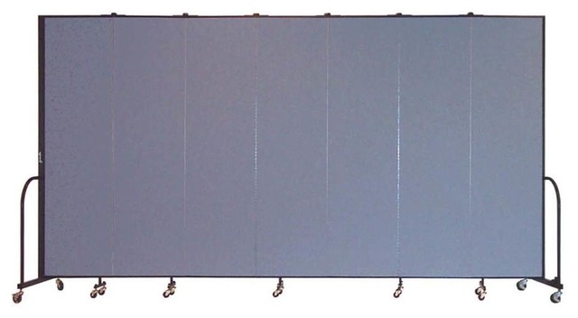 Freestanding 88 in. Portable Room Divider w 7 Panels (Stone Fabric)