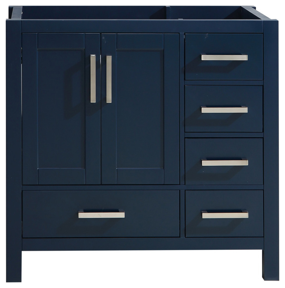 Jacques 36" Navy Blue Vanity Only, Left Version Modern