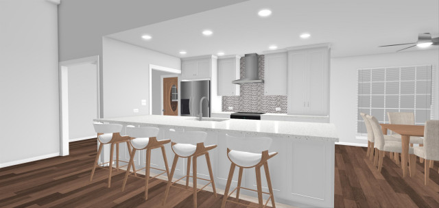 A 1970&rsquo;s Kitchen Gets a Glamorous Refresh transitional-rendering
