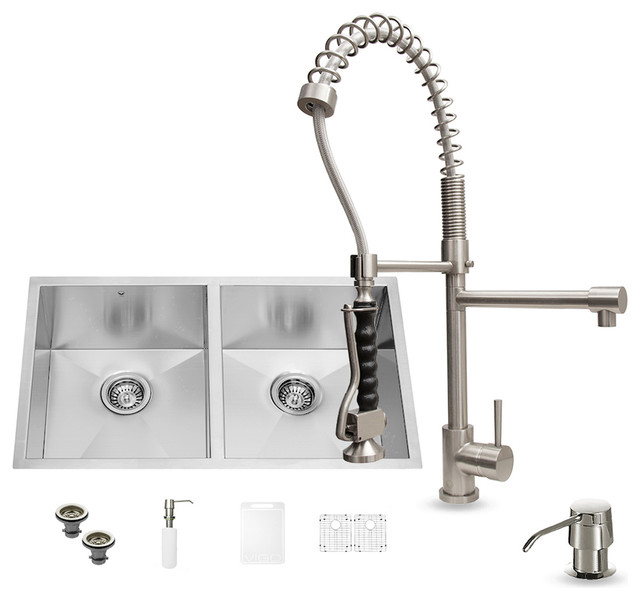 VIGO All-in-One 32-inch Stainless Steel Undermount Kitchen Sink and Zurich Stain