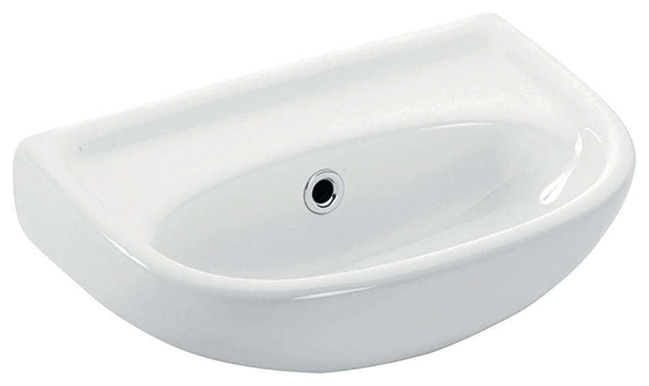 Basic 4000 Bathroom Sink, Ceramic White, No Faucet Hole