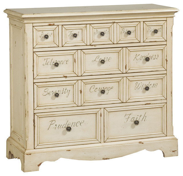 Hand-painted Rustic Cream Finish Accent Chest