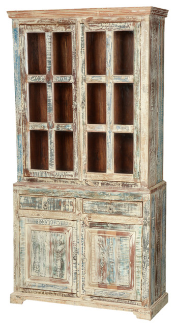 White Washed Reclaimed Wood 78 5 Breakfront Hutch Buffet Cabinet White Washed Reclaimed Wood 78 5 Breakfront Hutch Buffet Cabinet