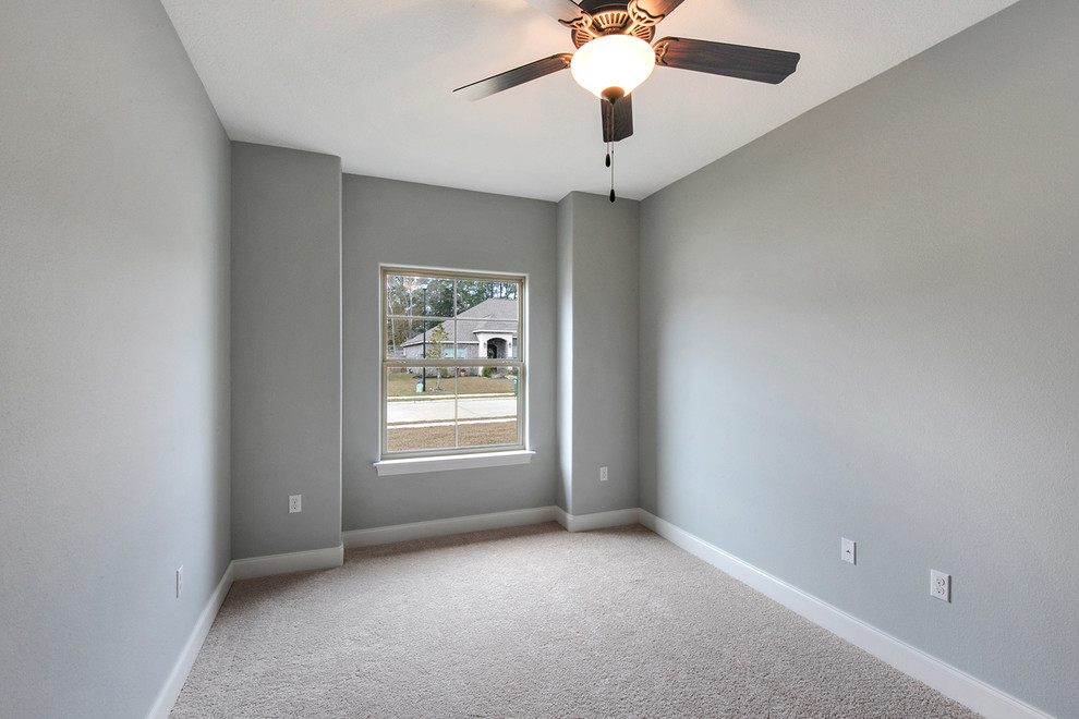 Photo of a mid-sized traditional guest bedroom in Other with carpet.