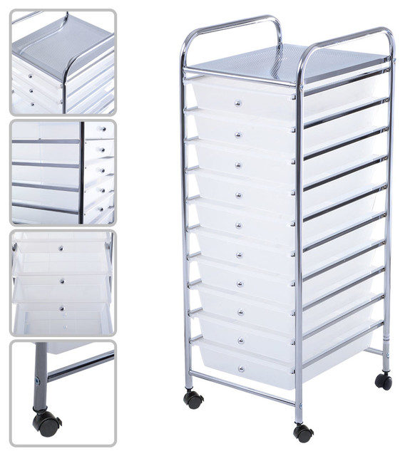 Costway 10 Drawer Rolling Storage Cart Scrapbook Paper Office