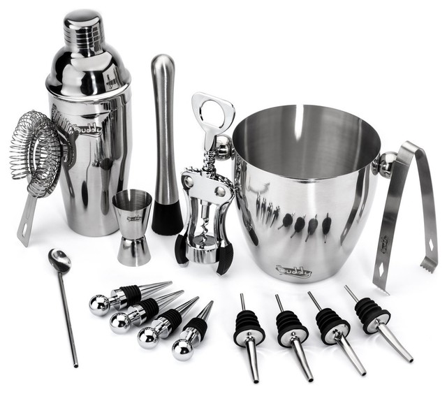 16-Piece Stainless Steel Wine and Cocktail Bartender Set