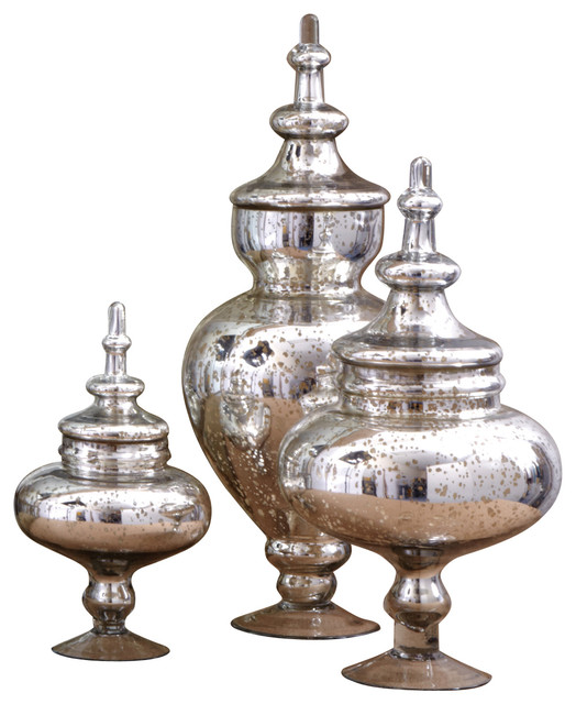 set of 3 vintage covered jars with antiqued pure silver finish traditional decorative jars - Decorative Jars set of 3 vintage covered jars with antiqued pure silver finish traditional decorative jars - Decorative Jars