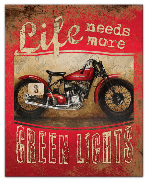 "More Green Lights Motorcycle" Canvas Wall Art, 16"x20", 16x20