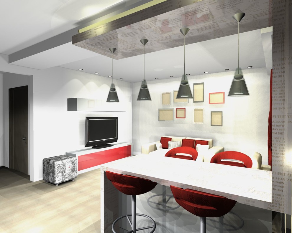 Единое пространство небольшой квартиры в 2-х вариантах