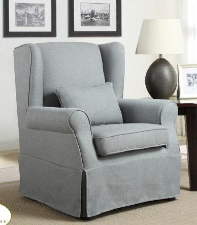 Paul Grey Linen Fabric Wing Chair