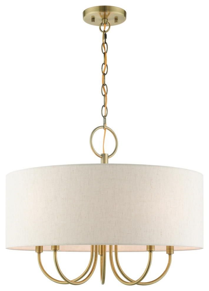 Antique Brass Transitional, Pendant Chandelier Transitional