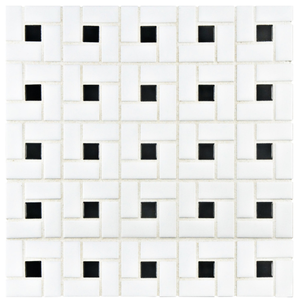Spiral Black and White Porcelain Floor and Wall Tile
