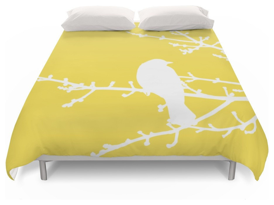 Yellow Bird Modern Duvet Cover Contemporary Duvet Covers And