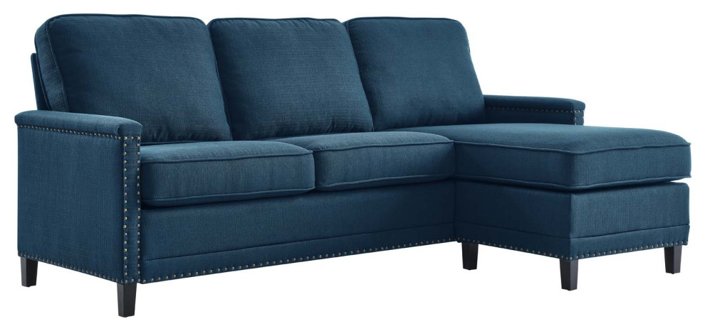 Ashton Upholstered Fabric Sectional Sofa, Azure