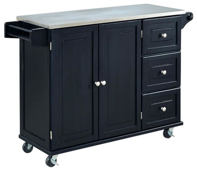 Homestyles Dolly Madison Wood Kitchen Cart in Black - Transitional ...