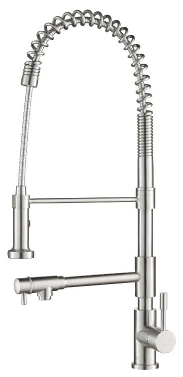 Professio F Polished Steel Kitchen Faucet, Pull Out and Pot Filler, Polished