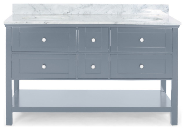Lily Contemporary 60 Wood Double Sink Bathroom Vanity With Marble Counter Top Transitional Vanities And Consoles By Gdfstudio Houzz - 60 Bathroom Vanity Single Sink Blue