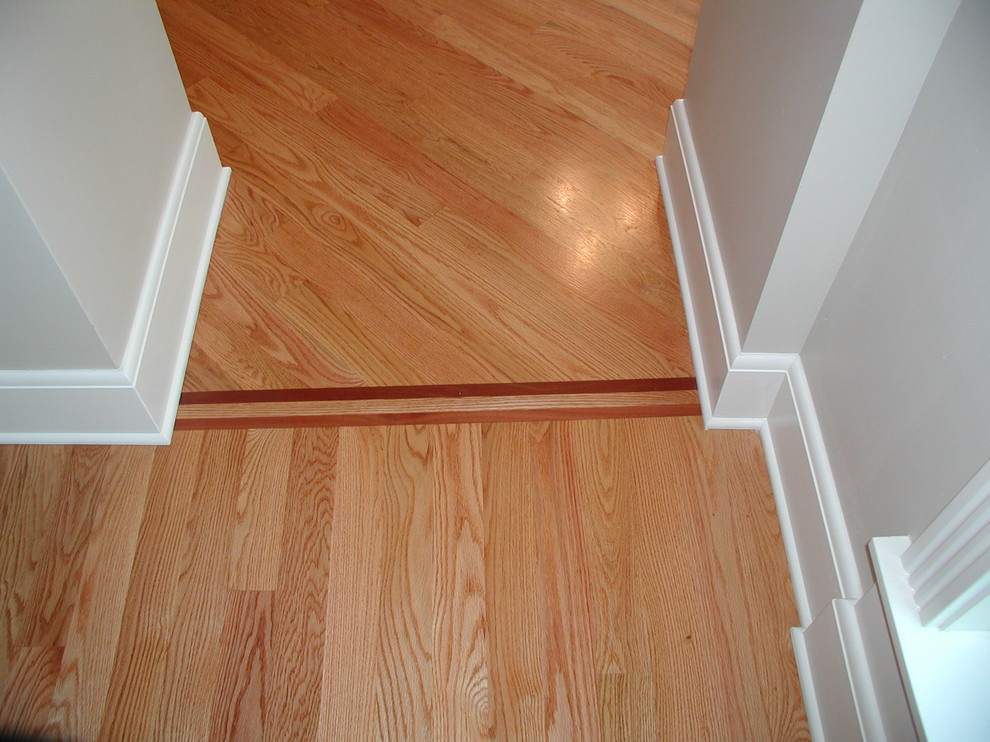 3.25" custom red oak wood flooring straight lay and 45 degree angle