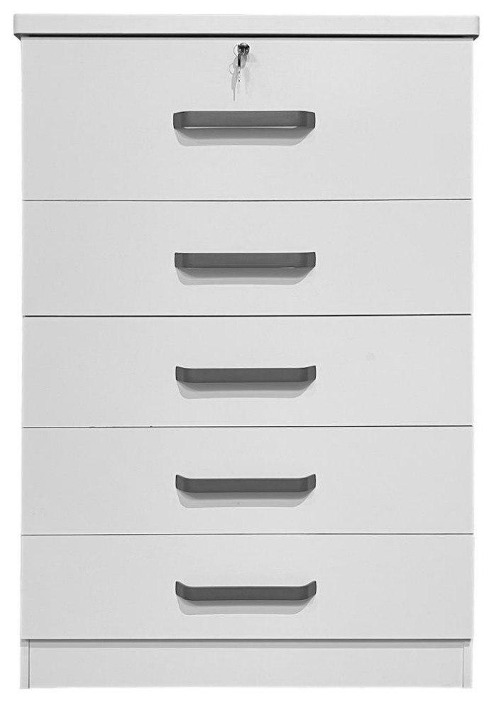 Better Home Products Xia 5 Drawer Chest of Drawers in White