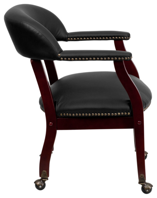 Black LeatherSoft Conference Chair with Accent Nail Trim main image 1