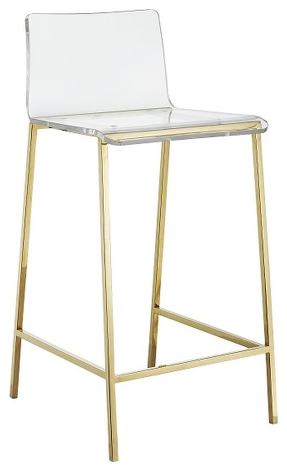 Plata Import Silver Orchid Lind Acrylic Low Back Counter Stool In Gold