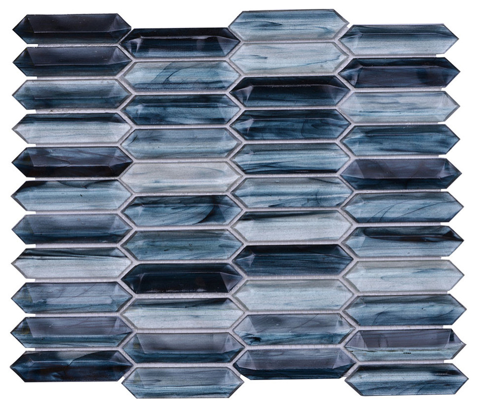 Picket Pressed Glass Mosaic, Oceania, Sample Contemporary Mosaic Tile by Unique Design