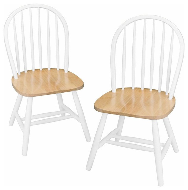 Winsome Wood Windsor Chair Natural And White Finish Set Of 2 Winsome Wood Windsor Chair Natural And White Finish Set Of 2