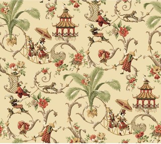 Waverly , York - Waverly Wallpaper Mandarin Prose Oriental Asian Toile