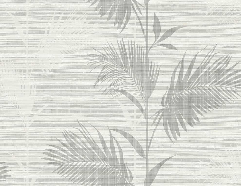 Away On Holiday Gray Palm Wallpaper - Tropical - Wallpaper - by