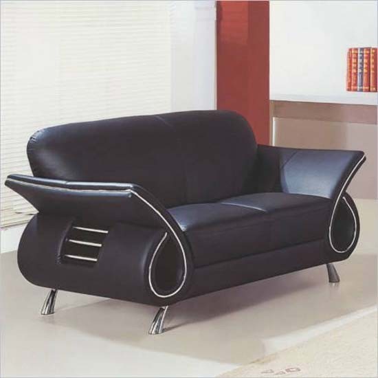 Global Furniture - Charles Black Leather Loveseat - U559-LV-BL-L