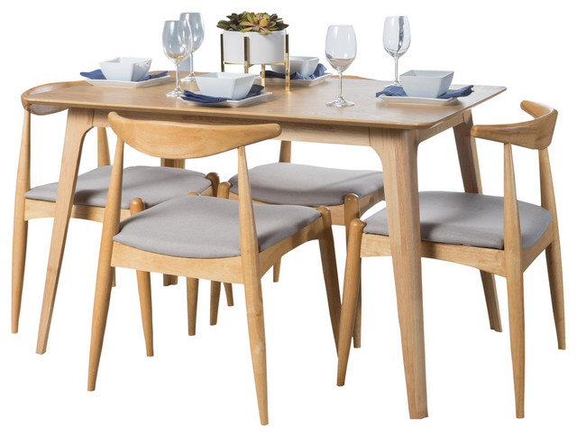 GDF Studio 5-Piece Francaise Mid Century Oak Finish Dining Set ...