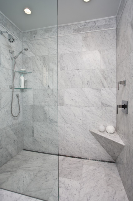 Curbless Shower With Channel Drain - Contemporary - Bathroom - Seattle