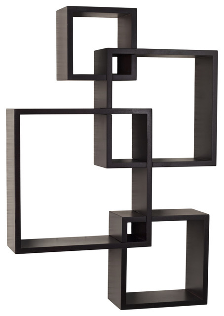 Danya B Intersecting Cube Shelves Espresso Contemporary Display Danya B Intersecting Cube Shelves Espresso Contemporary Display And Wall By Virventures