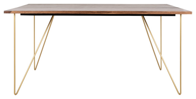 Safavieh Couture Captain Wood Dining Table, Walnut/Brass