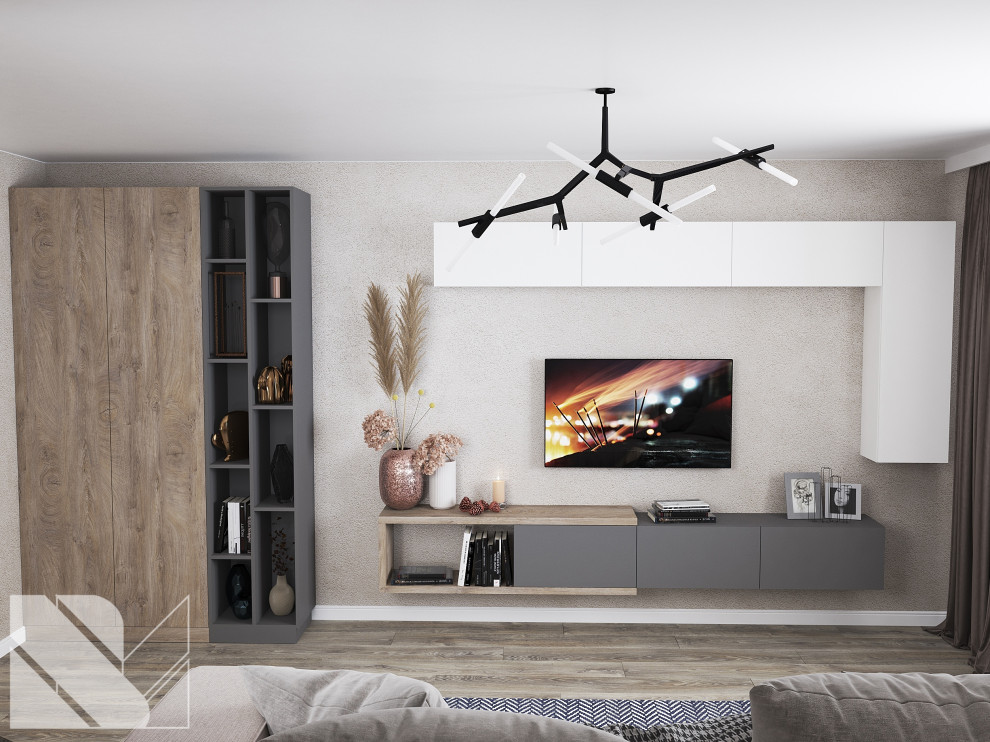 Стенка для гостиной в стиле минимализм