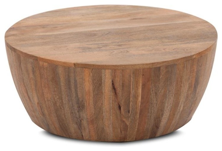 The Urban Port Coffee Table In Round Shape With Distressed Finish