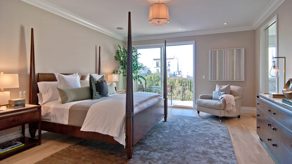 This is an example of a tropical bedroom in San Francisco.