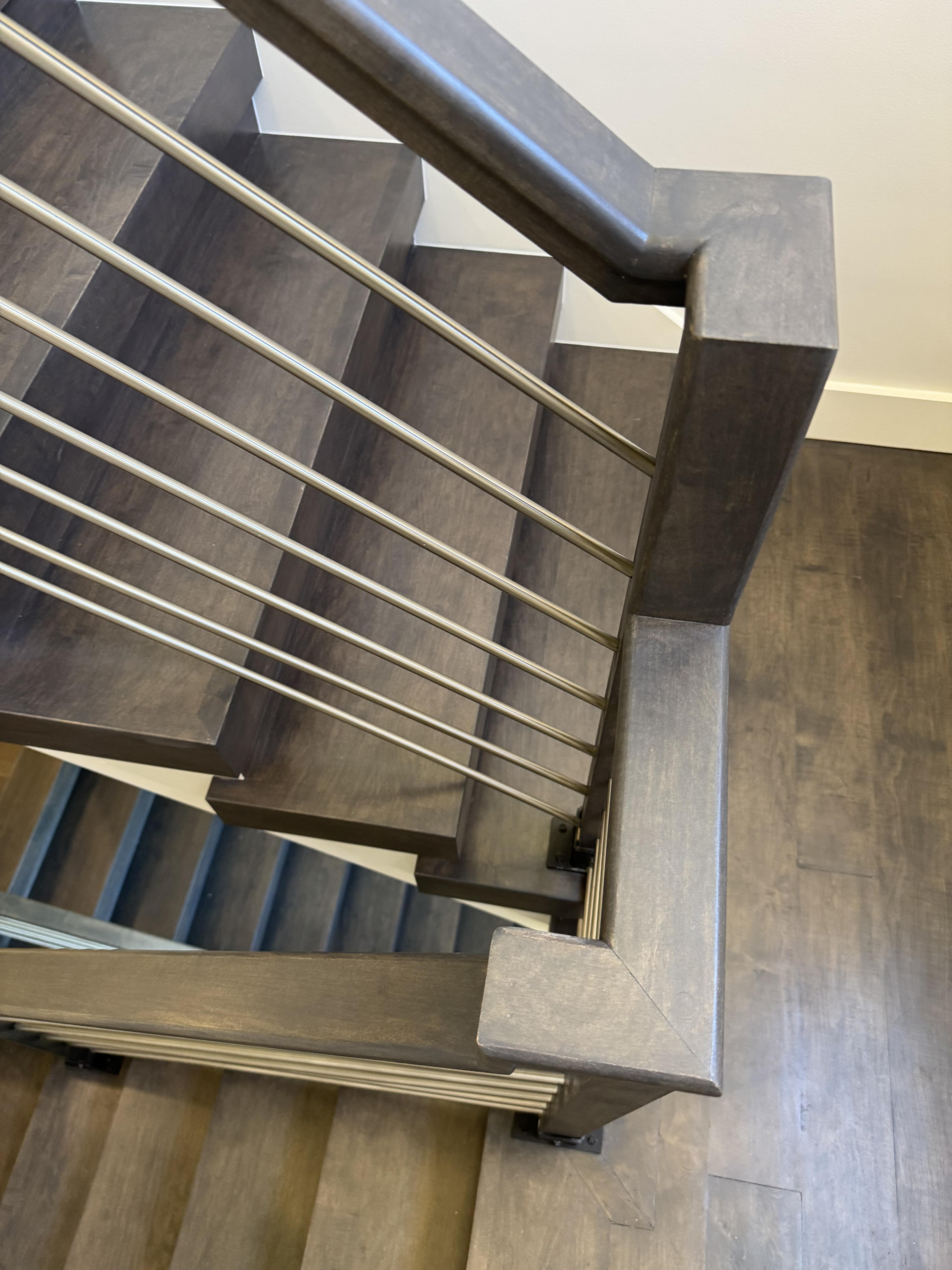 137_Transitional Maple Staircase with Stainless Steel Rail, Clifton, VA 2014