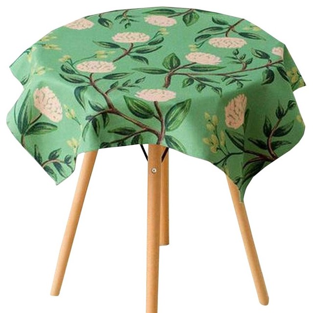 Green Cotton and Linen Tablecloth Contemporary Tablecloths by