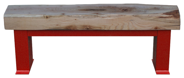 Medium Natural Oak Outdoor Bench Industrial Garden Benches